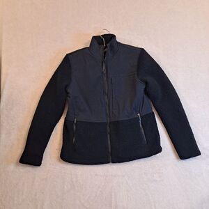 Bass Outdoor Fleece Jacket Woman's Sz XS Zip Black Pockets Long Sleeve Coat